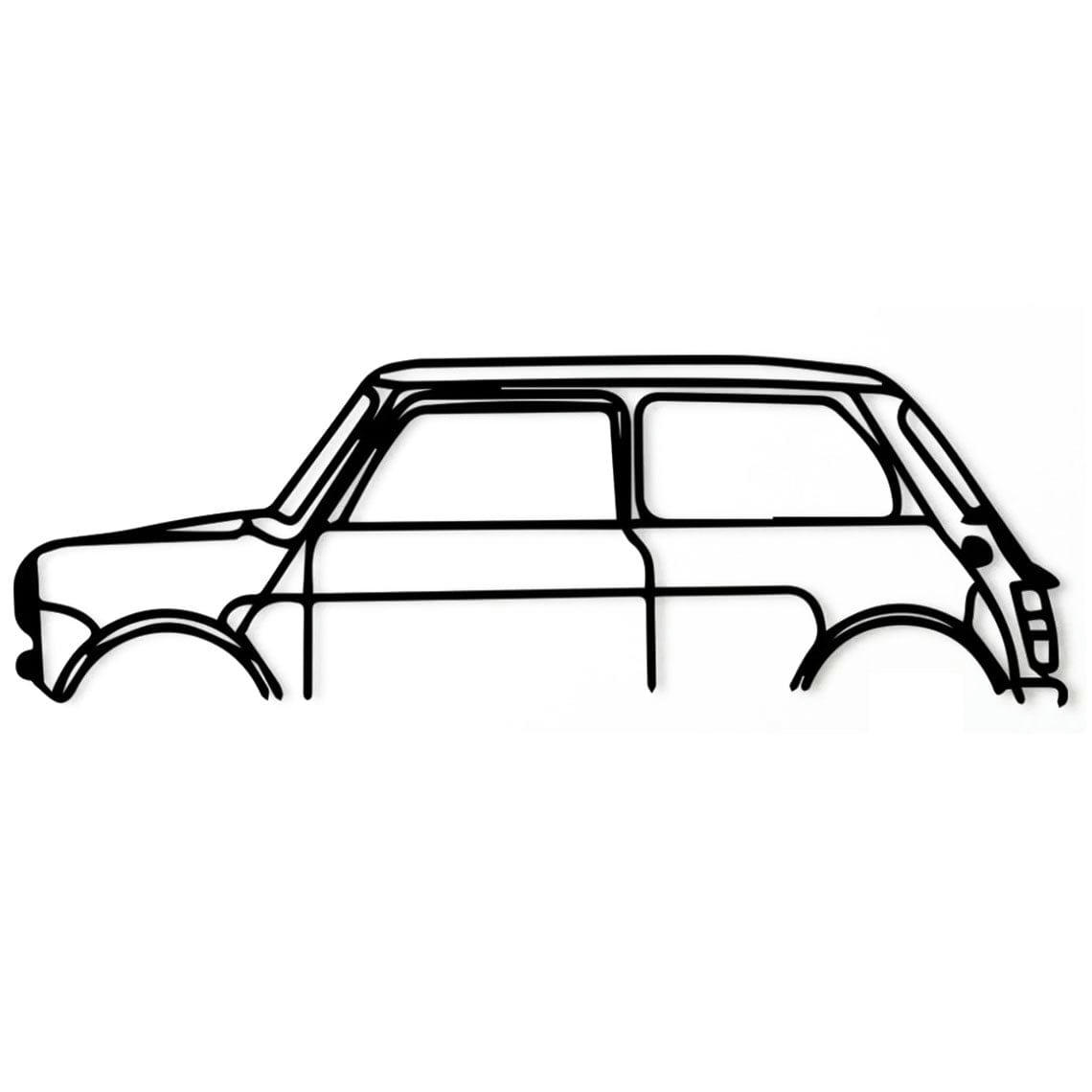 VOITURE - Décoration murale voiture mini cooper en métal noir 100x33 cm