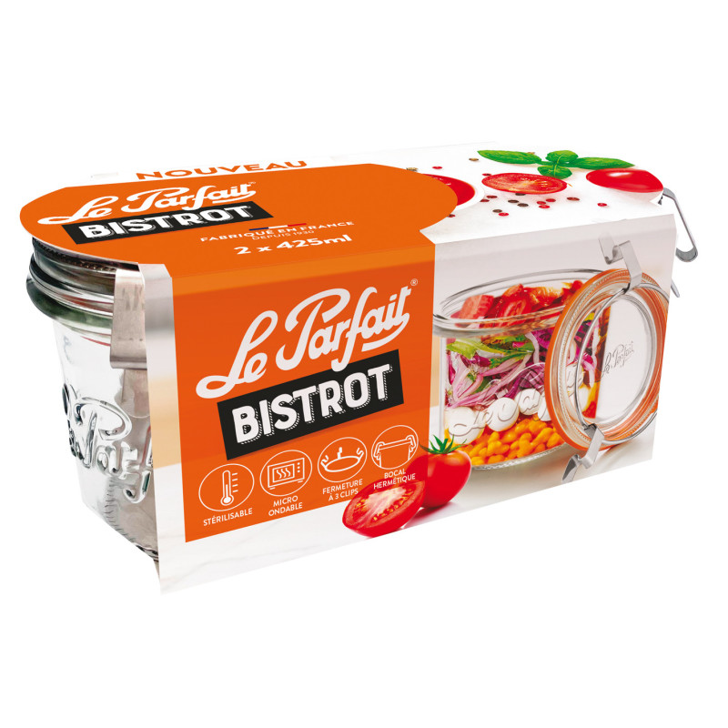 Bocal en verre Bistrot 0,425 L 2 pièces LE PARFAIT