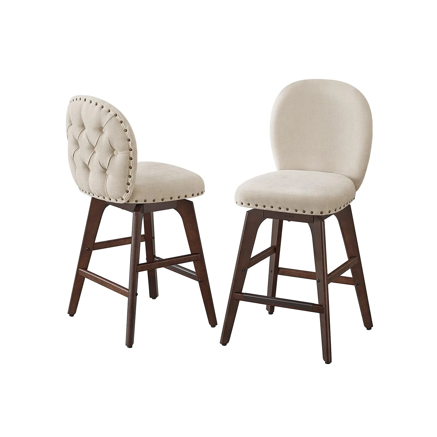 Tabourets de bar rotatifs en 2 pièces, tissu chenille