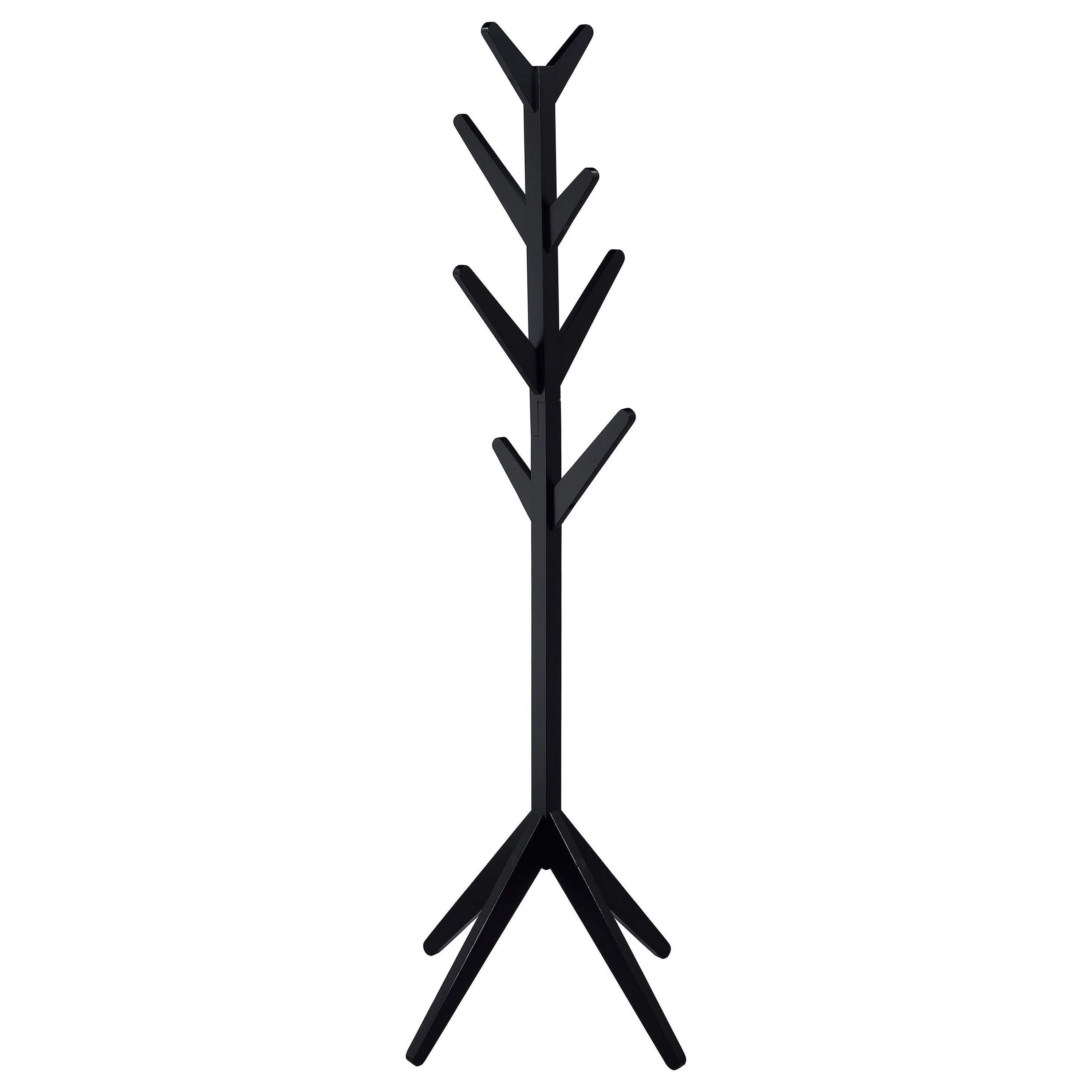 Margo Coat Rack, 8 Hooks and Tree Inspired Design, Black Solid wood