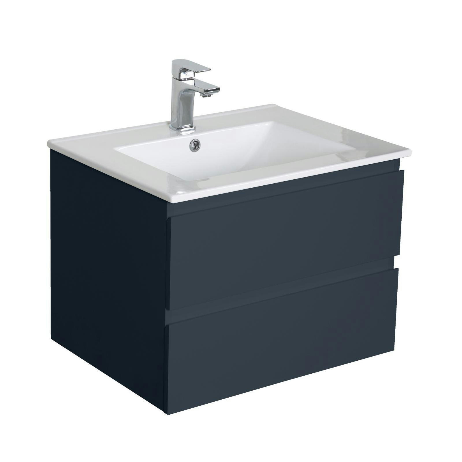 SORRENTO - Meuble simple vasque 60cm  Gris anthracite + vasque