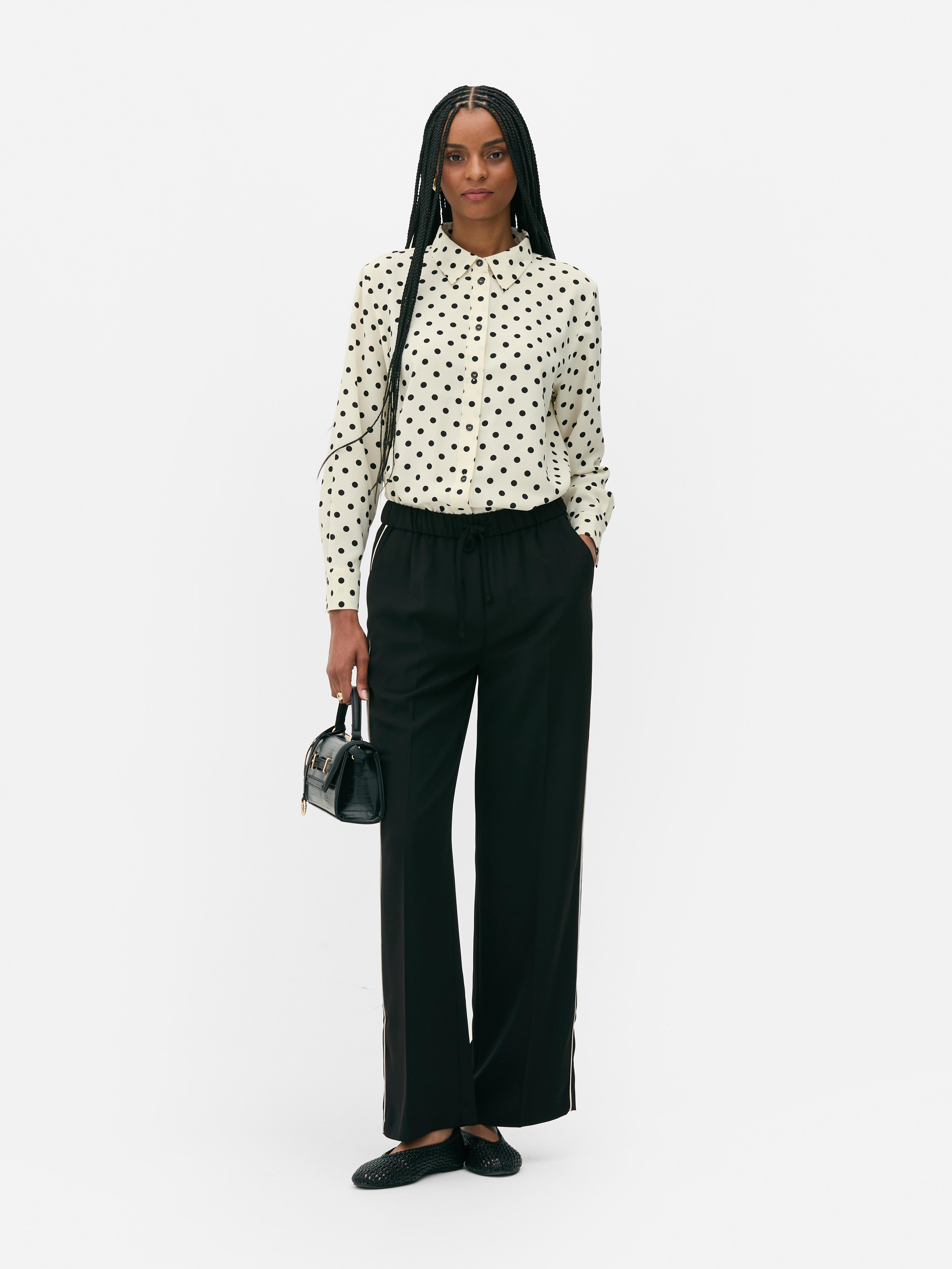 Crepe Curved Hem Shirt