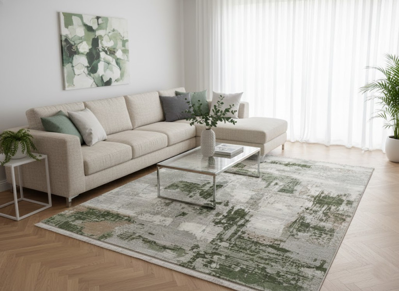 Dywan z frędzlami Emir 167 cream green cream 080x150 - do salonu pokoju