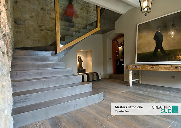 Béton ciré sur carrelage (sols et murs) - Kit complet 5m² (2 couches) - Finition : Mat - Teinte : Fer