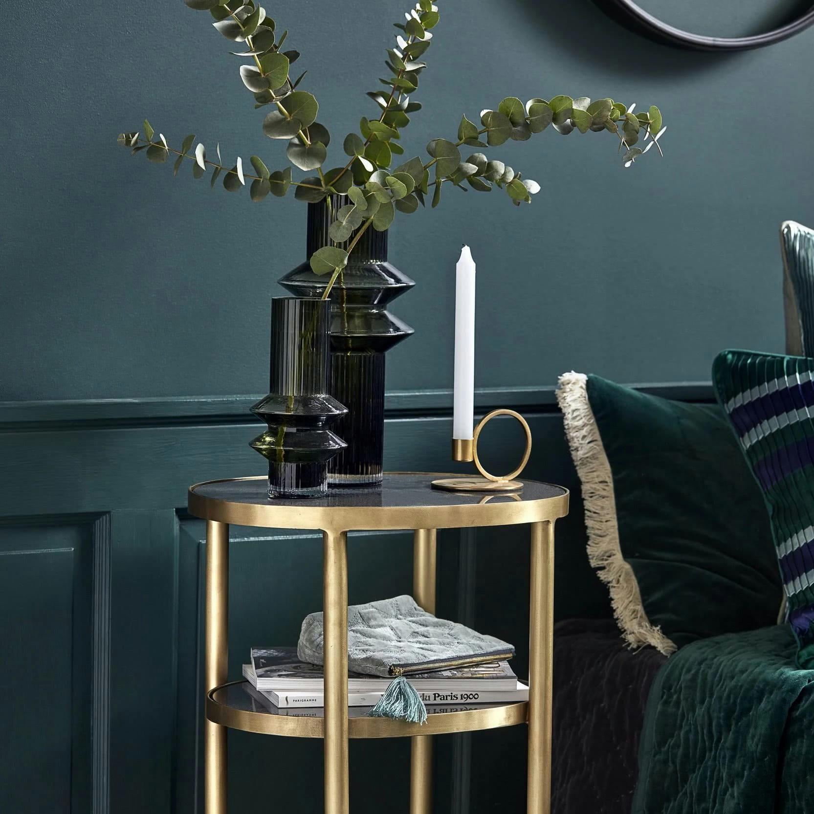 BIG FOREST - Vase rilla en verre vert H32cm