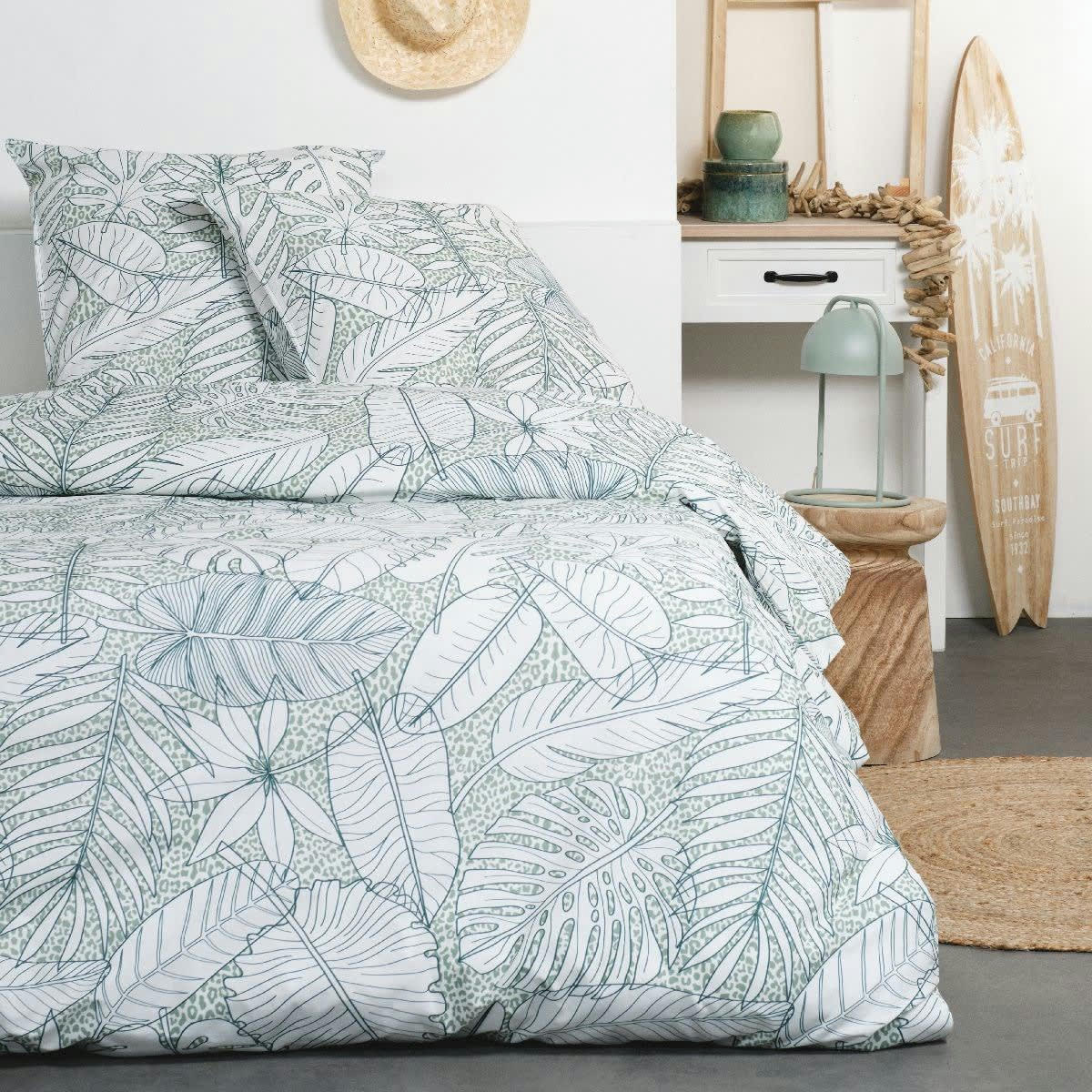 SUNSHINE LAURA - Parure de lit 2 personnes imprimé en coton blanc 240x260