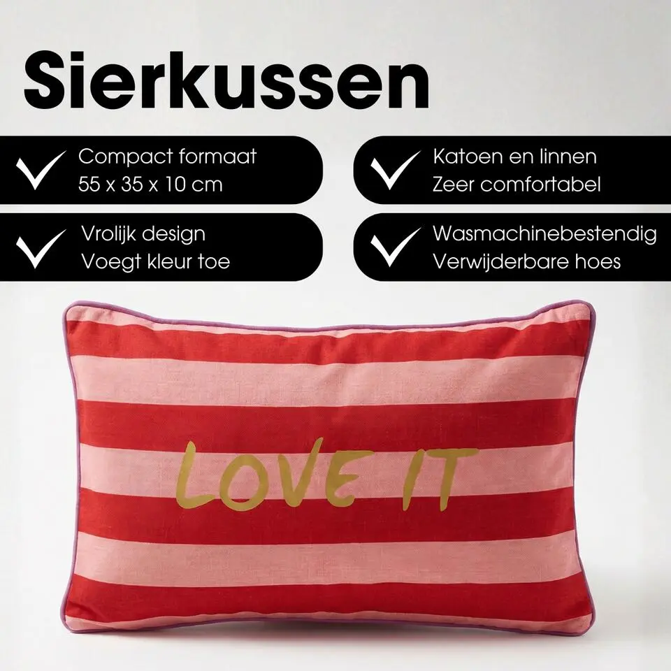 Mica Decorations Love It Sierkussen �?55 x 35 x 10 cm