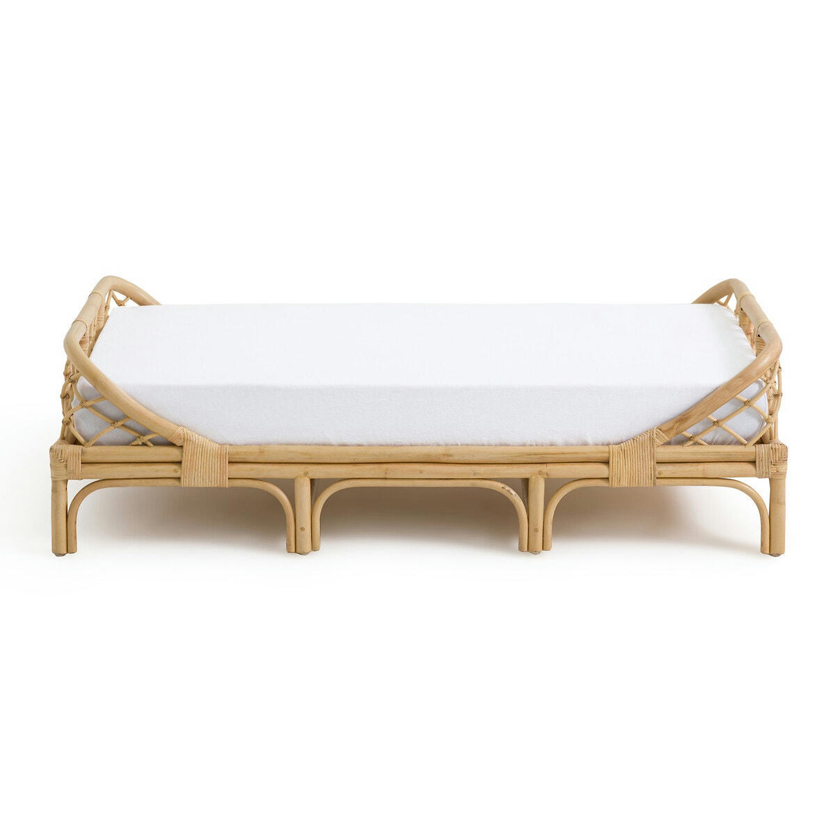 Banquette rotin avec sommier L140 cm, Katsuki