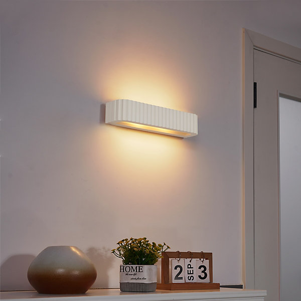 Applique murale scandinave beige rectangulaire 2 lumières - Plaster