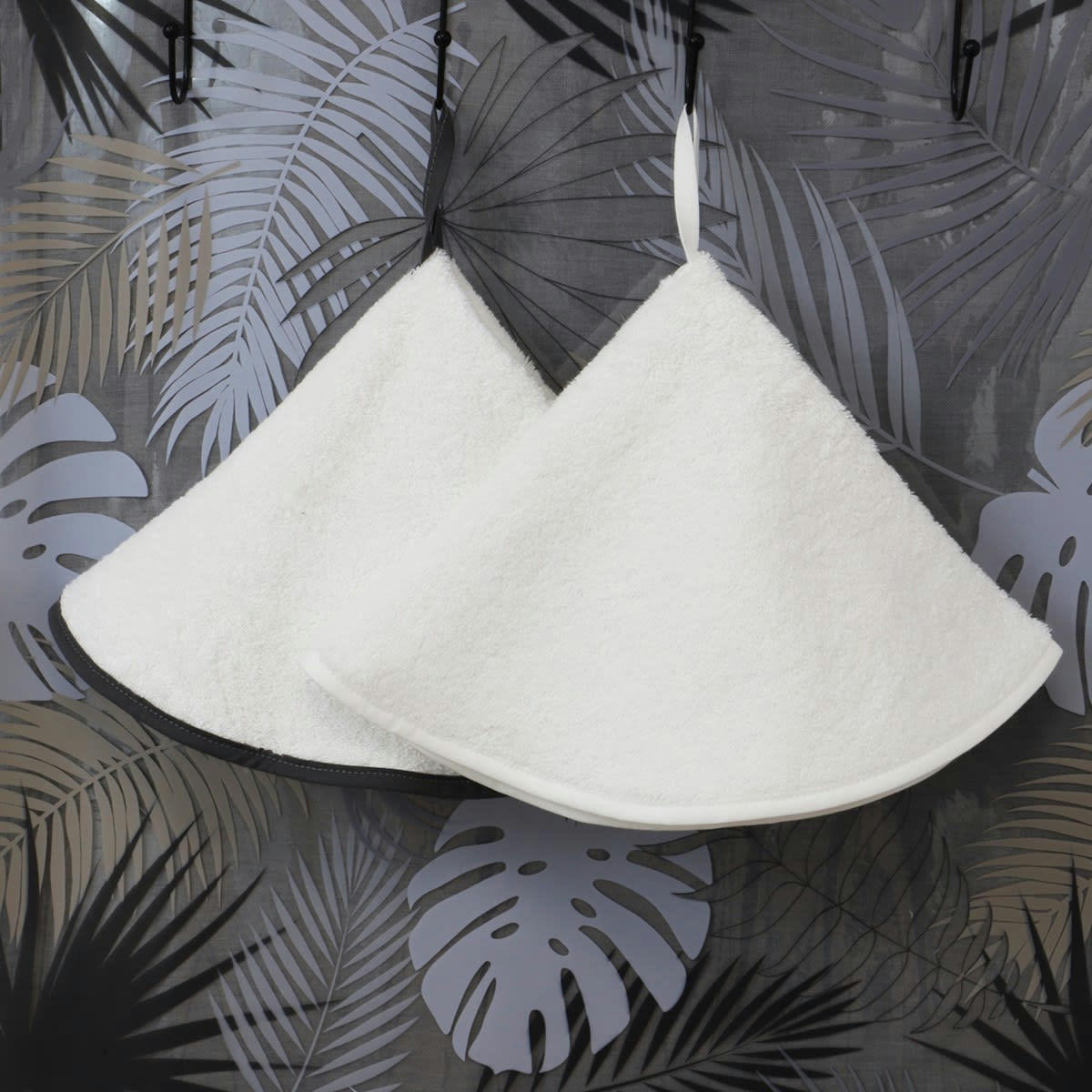 DECO - Lot de 2 essuies mains en coton blanc