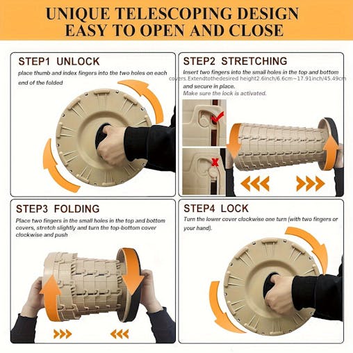 NNETM 12-Level Folding Stool with PU Cushion Seat