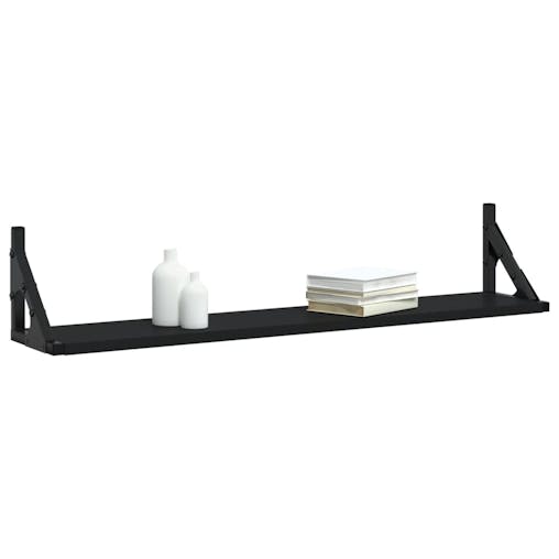 NNEVL Wall Shelves 2 pcs Black 80x15x15.5 cm Engineered Wood