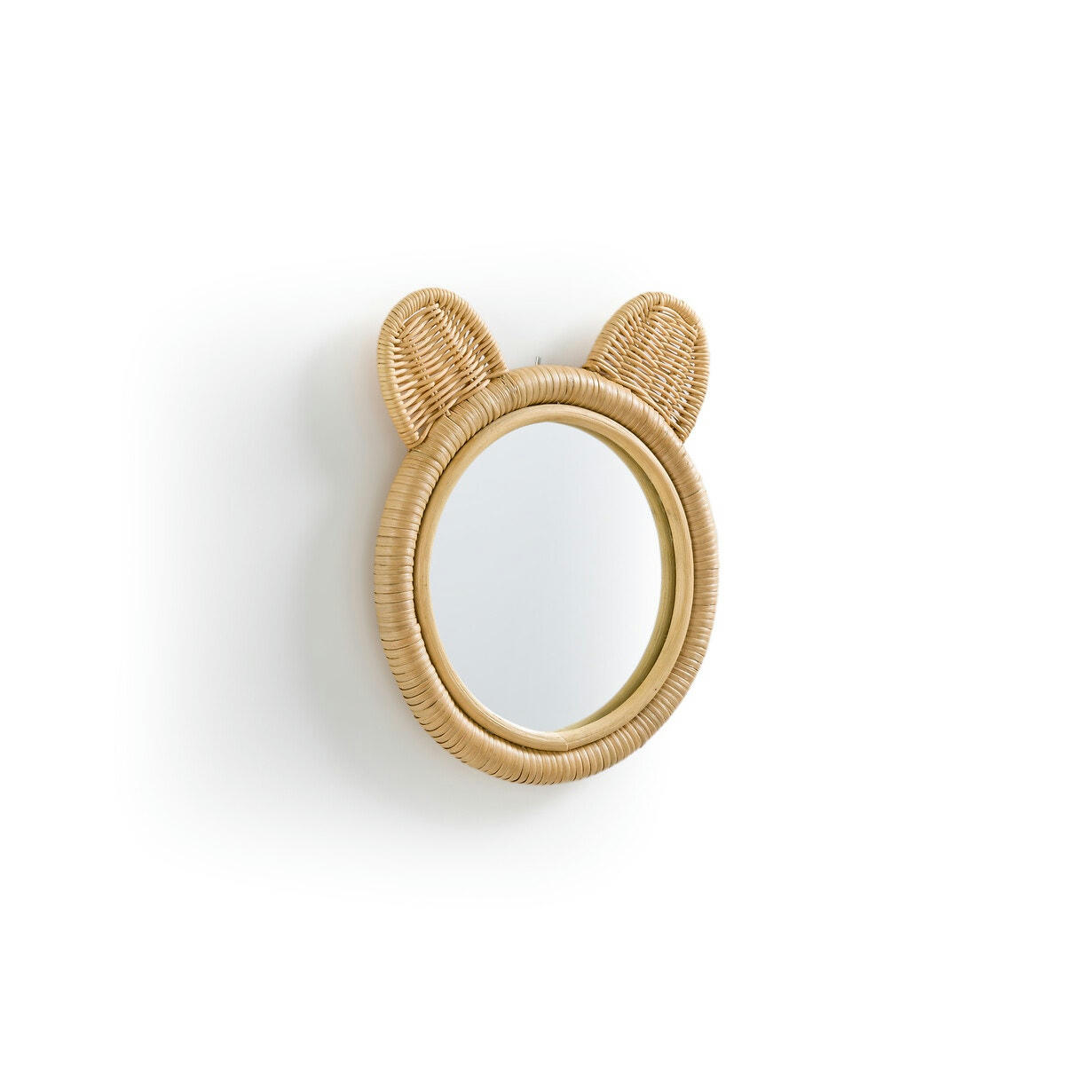 Miroir en rotin tête d'ours ø25cm, Nogu