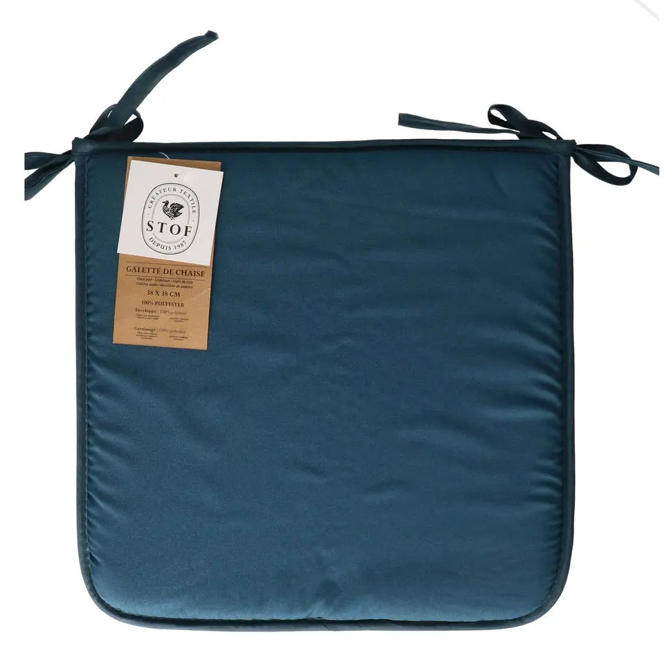 Stof Textile Home stoelkussens - petrolblauw - 38 x 38 x 3 cm