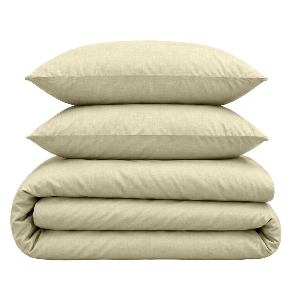 Parure de lit 2 personnes 220x240cm polycoton uni 2 taies 63x63cm (2 modèles)