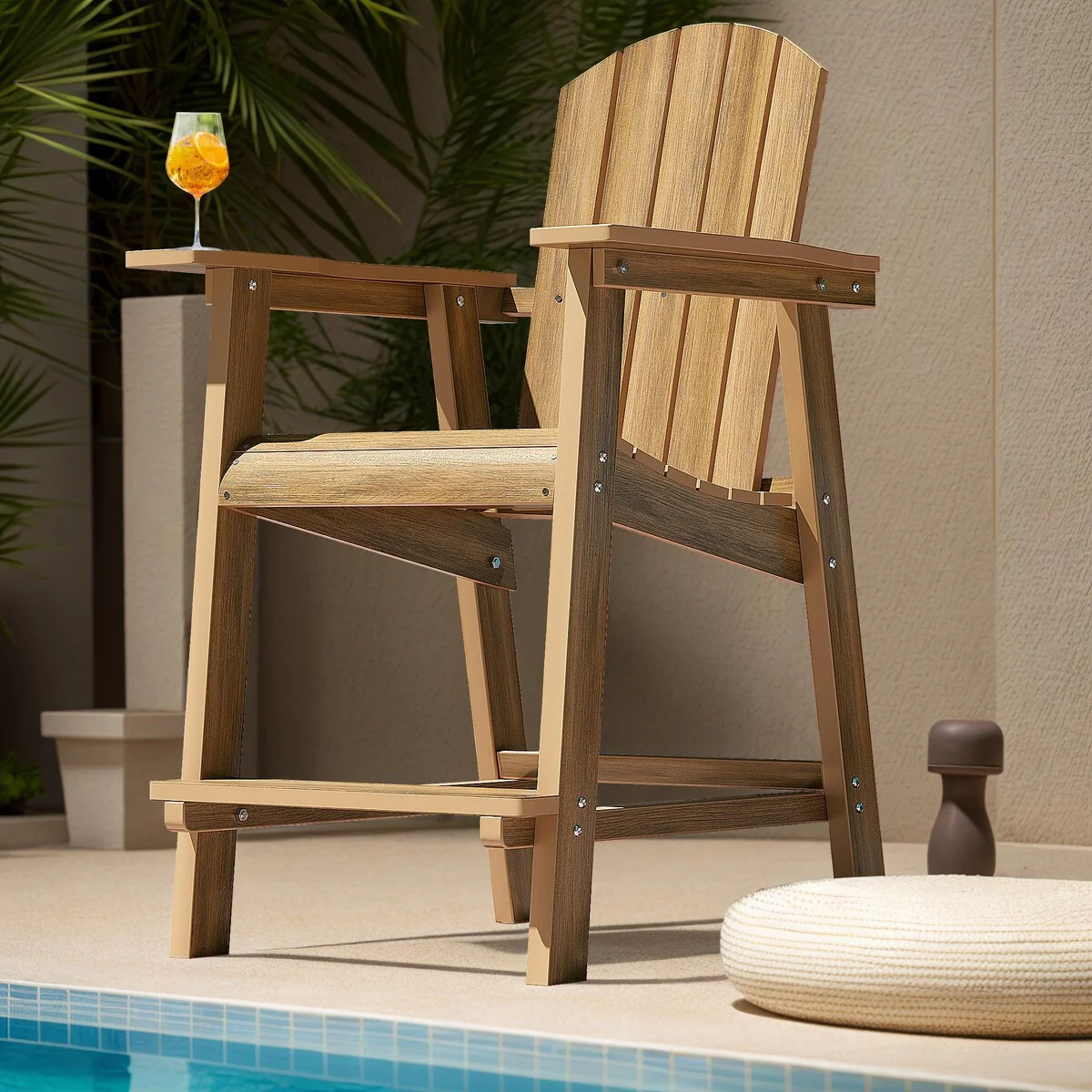 Moasis 25 Outdoor Tall Plastic Adirondack Chair, Poly Bar Height Balcony Chairs