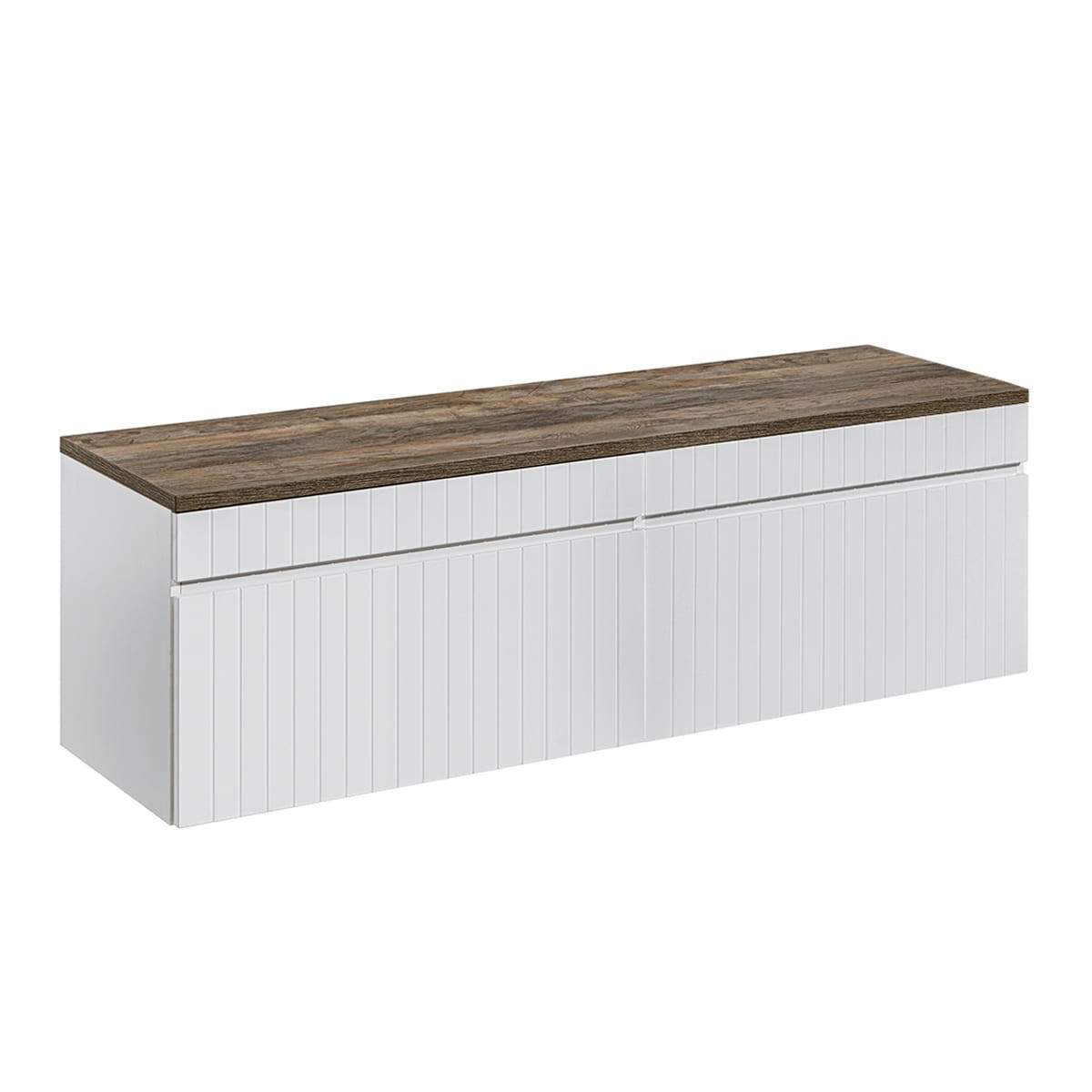 - Meuble sous-vasque 160cm plan de toilette blanc et naturel