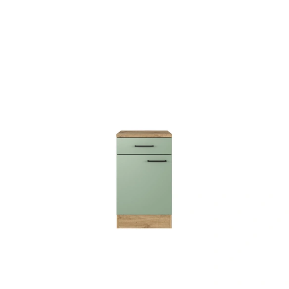 Küchenunterschrank »Cara«, BxHxT: 50 x 85 x 60 cm, Dekor: Schilfgrün matt / Artisan Eiche