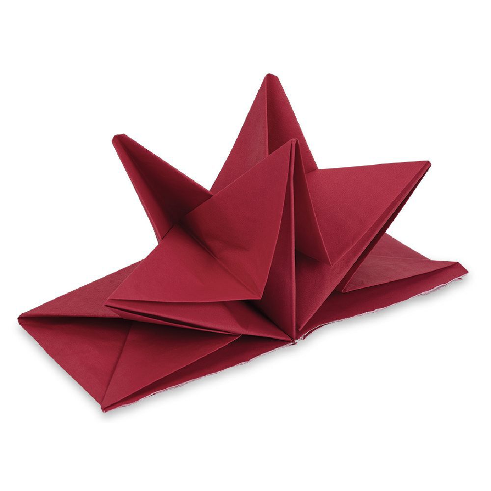 Serviette origami en papier rouge x12