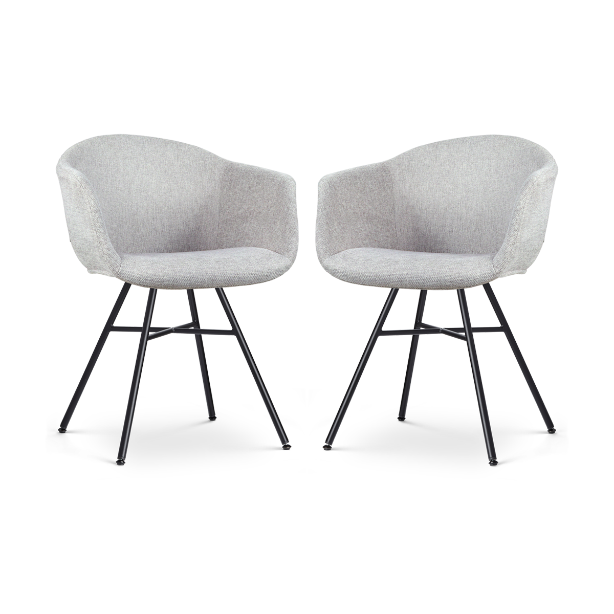 Nolon Noa-Otis Eetkamerstoelen Set van 2 - Lichtgrijs - Zwarte Poten