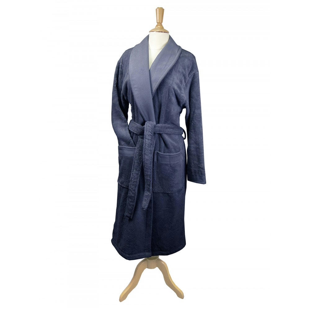 ELEA BLEU ARDOISE - Peignoir  pur coton bleu M