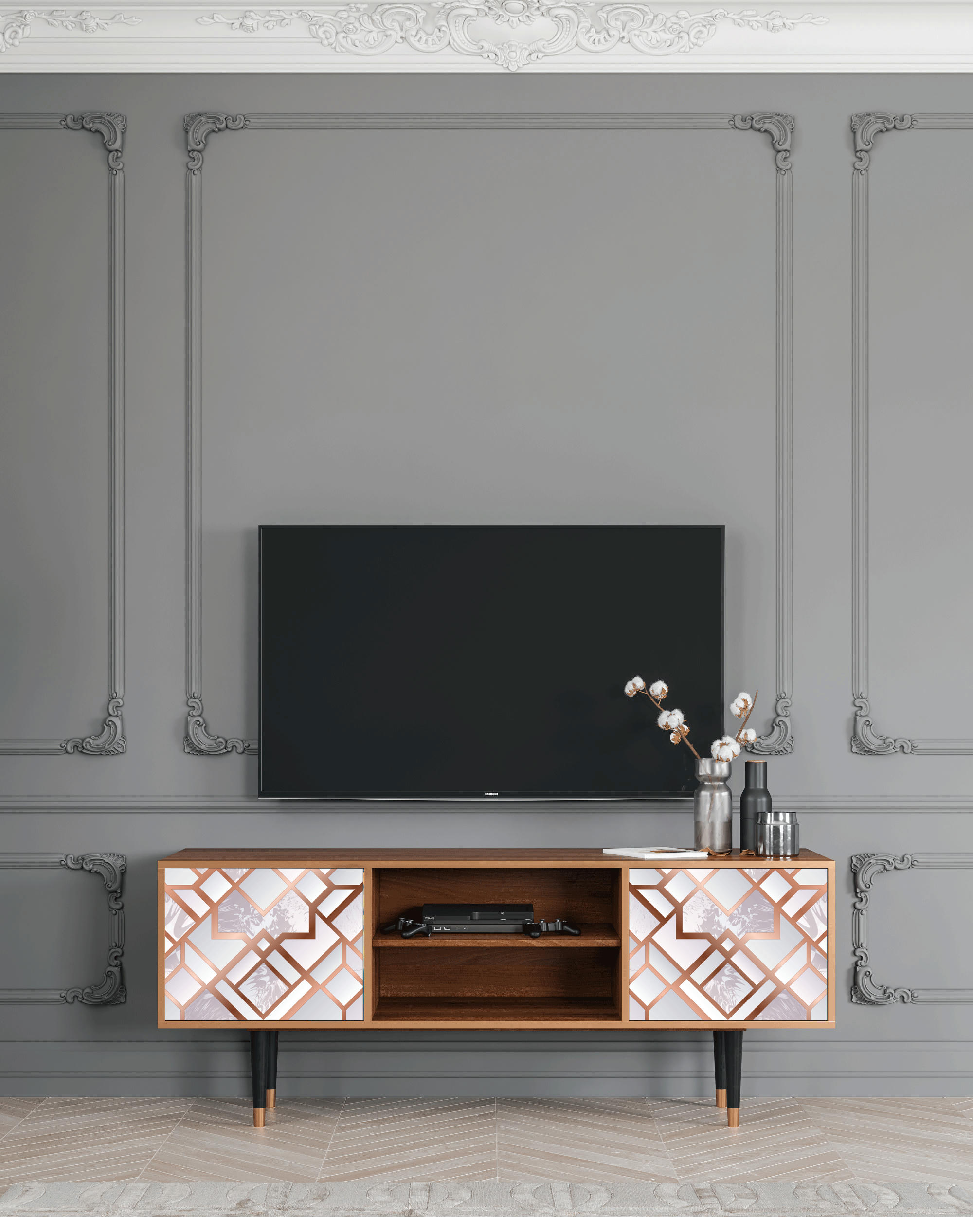 PASTEL FAIRYTALE - Meuble TV  rose clair 2 portes L 170 cm