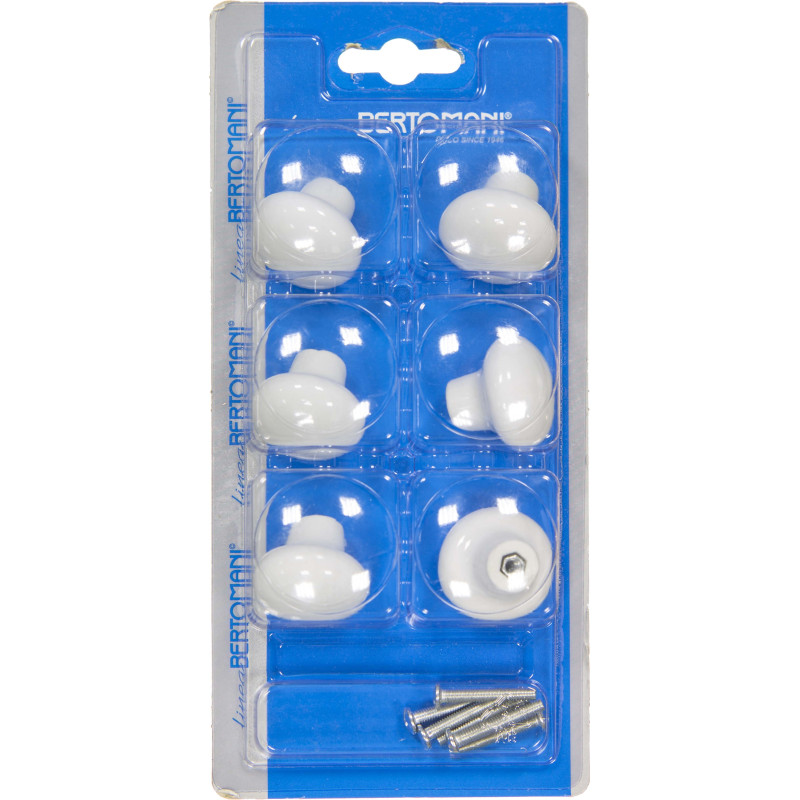 Bouton en porcelaine blanc Ø 30 mm 6 pièces LINEA BERTOMANI