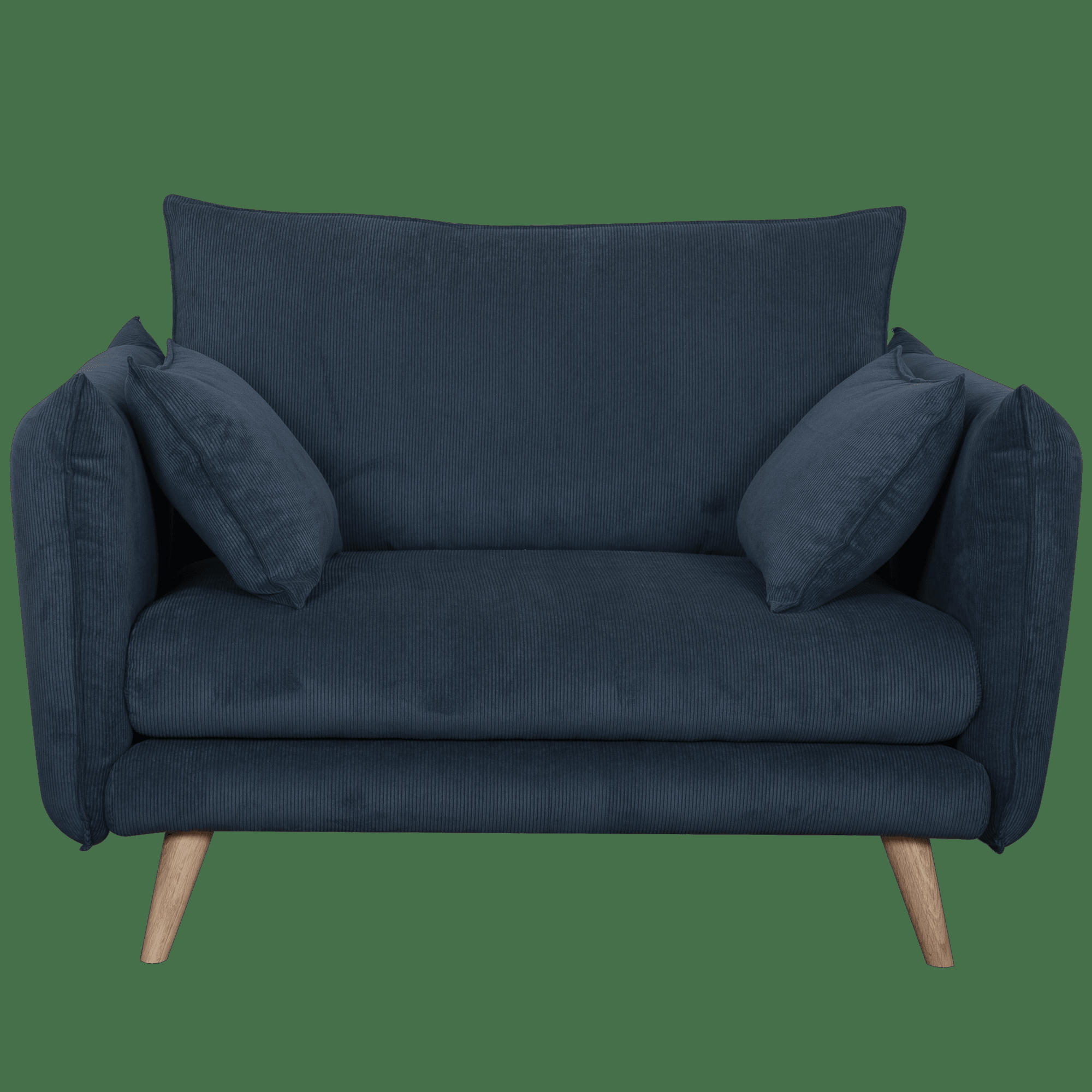 ORION - Fauteuil XXL tissu velours 1 place Bleu Prusse