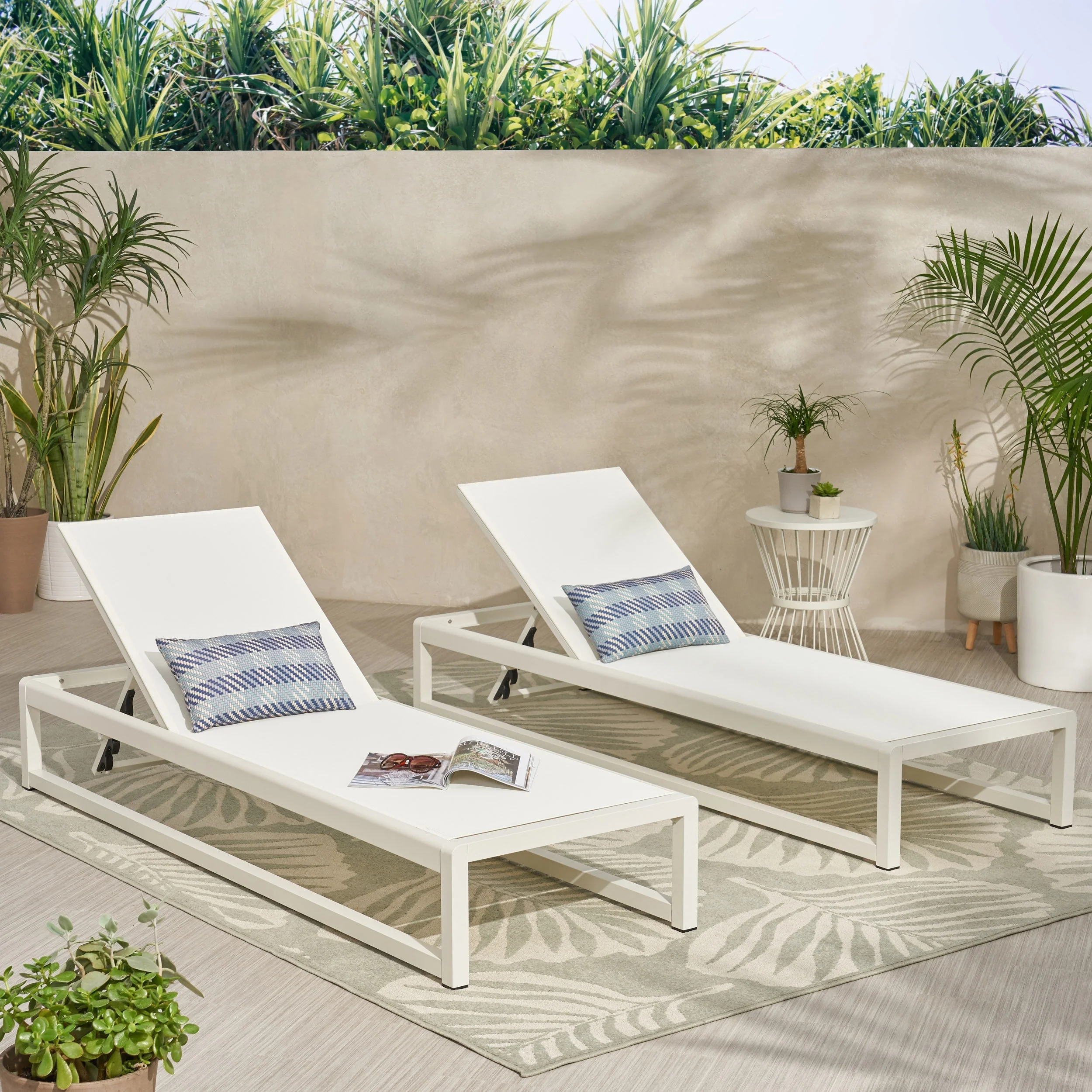 Modesta Outdoor Mesh Chaise Lounges (Set of 2) by Christopher Knight Home - 76.50 W x 25.50 D x 11.50 H