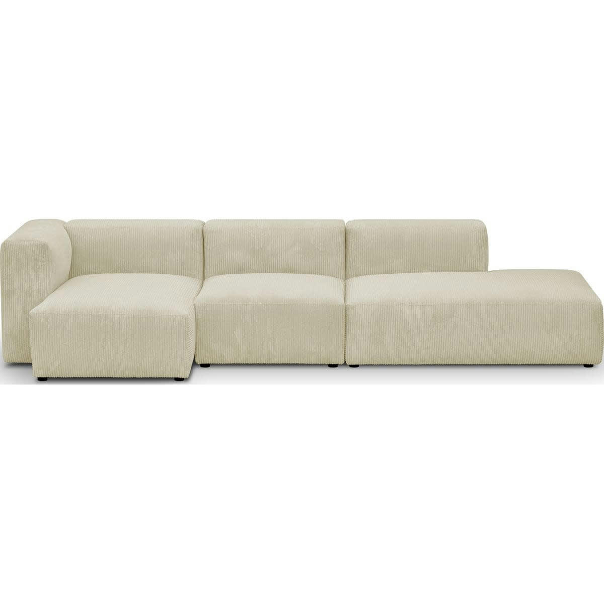 MODULO - Canapé modulable angle gauche 5 places en velours côtelé beige