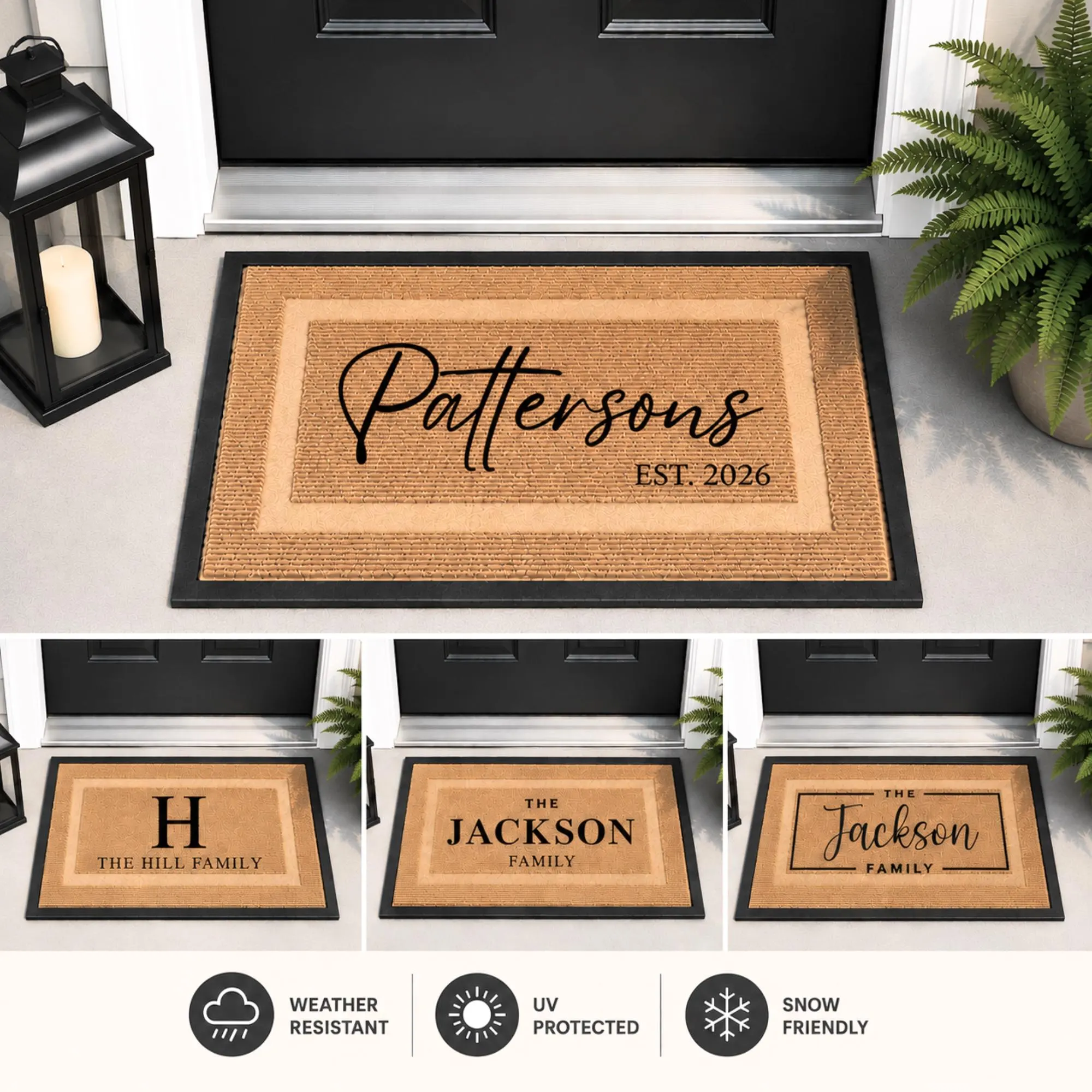 All-Season Custom Door Mat, Housewarming Gift, Outdoor Doormat, Personalized Mat with Family Name, Home Decor Gifts, Entryway Porch Decor