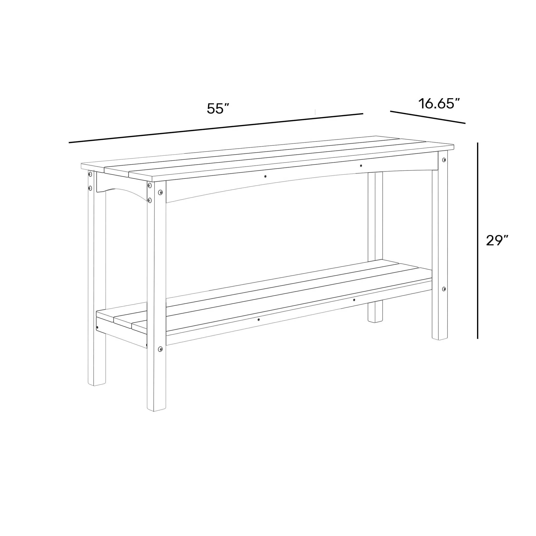 Polytrends Laguna Hdpe All Weather Outdoor Patio Two Shelf Table