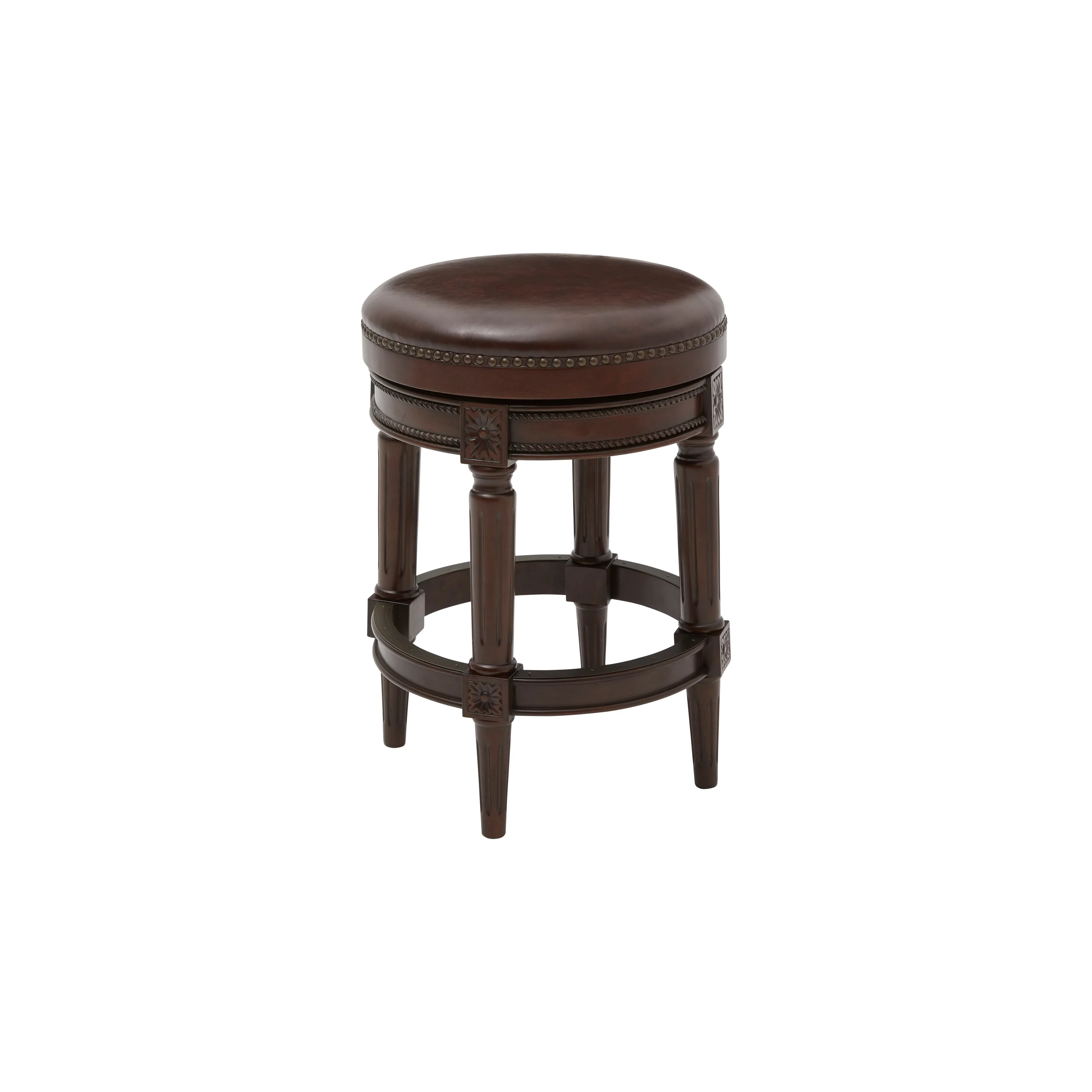 NewRidge Home Chapman Counter Height Swivel Stool, Distressed Walnut Finish - Counter Height