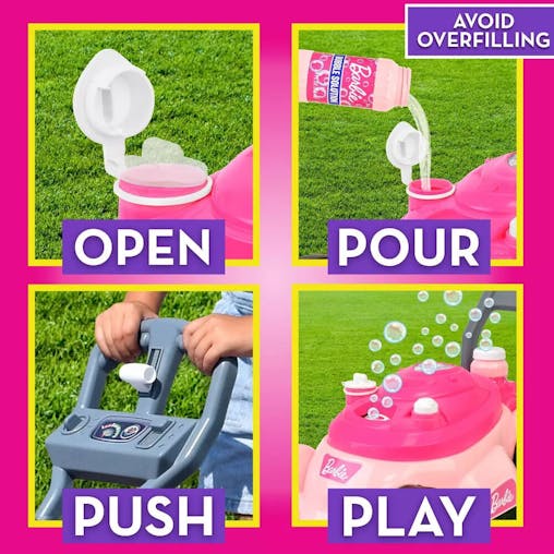 Barbie Bubble N Go Mower with 4oz Bottle - Pink / Blue