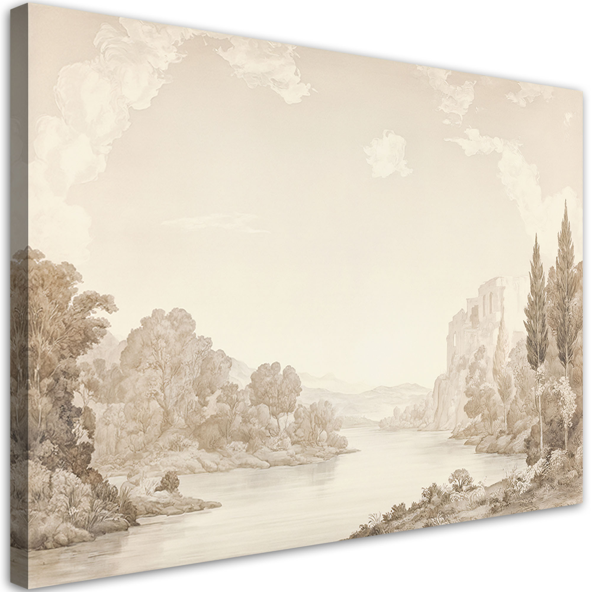 Feeby Obraz na płótnie, Krajobraz Rzeka Sepia 60x40