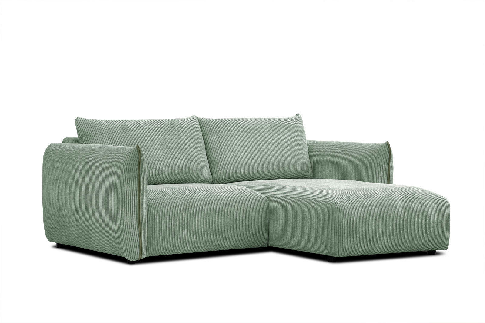 TAUER - Canapé d'angle droit 3 places tissu vert clair