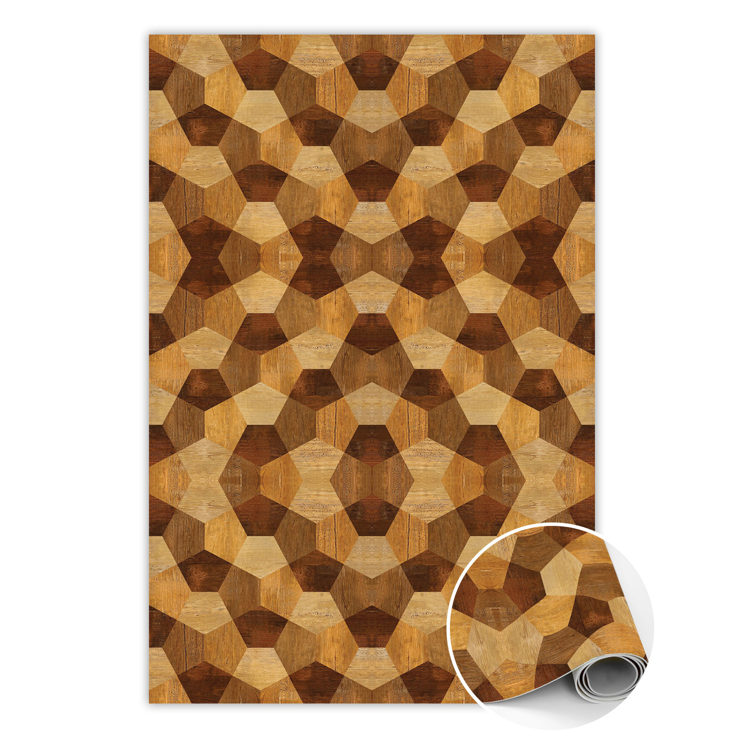Modny dywan winylowy Parkietowa geometria 60 x 90 cm