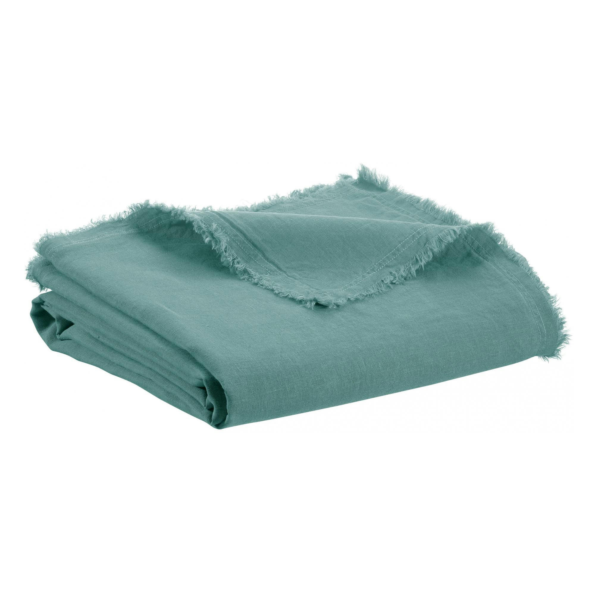 ZEFF - Plaid  Nomade en lin prusse 130 x 180