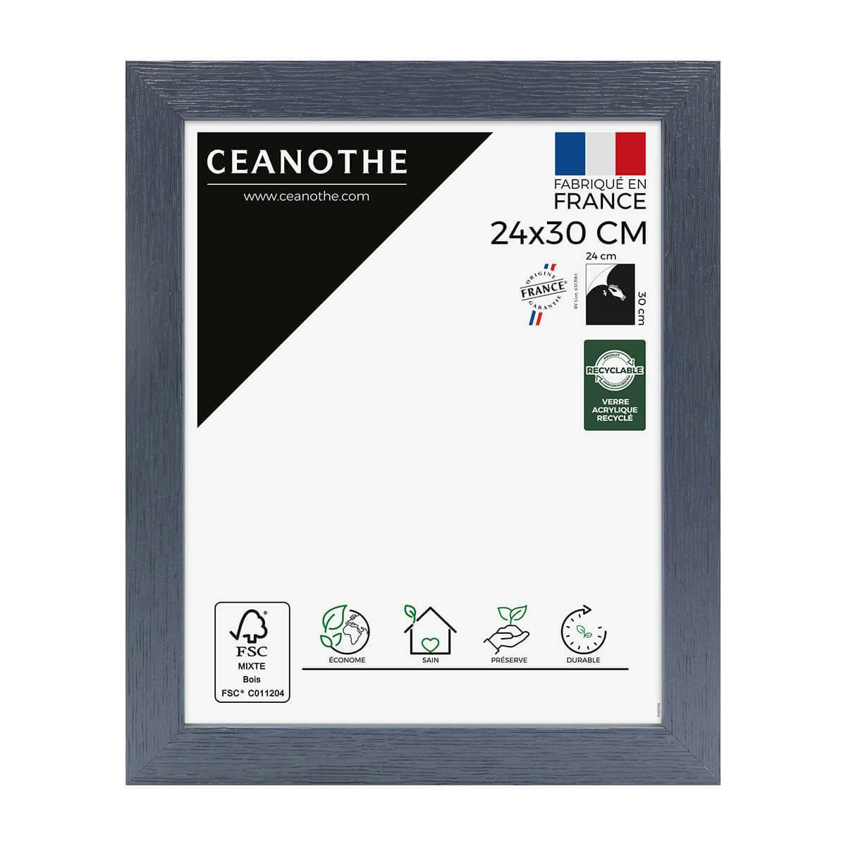 KARMA - Cadre photo gris bleuté 24x30 cm bois reconstitué fsc