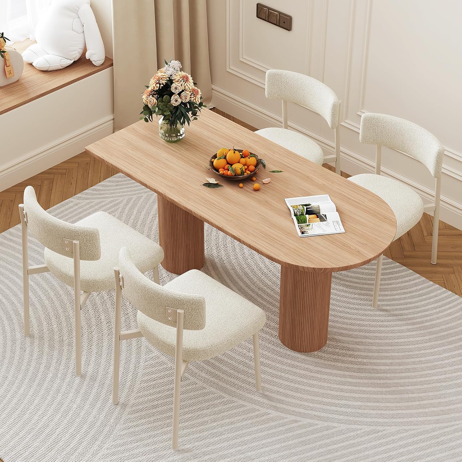 Dining Chair Set of 4 Upholstered Chairs for Kitchen Dining Room Mid Century Modern Table Chairs for Waiting Living Room, White