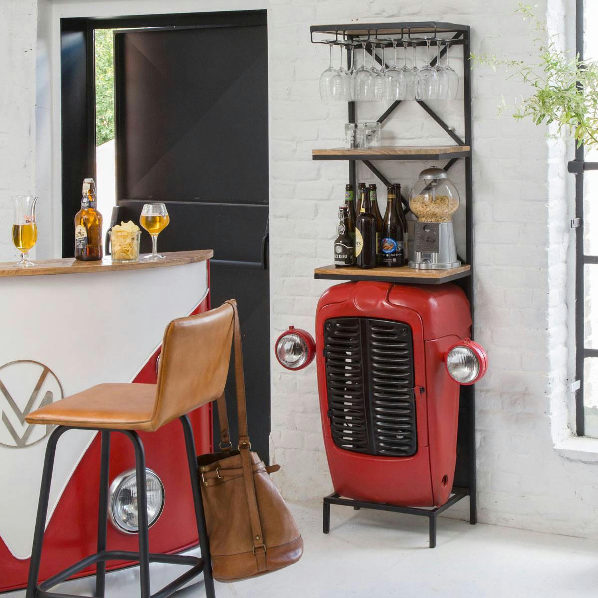 TATA - Meuble bar en métal rouge 83 cm