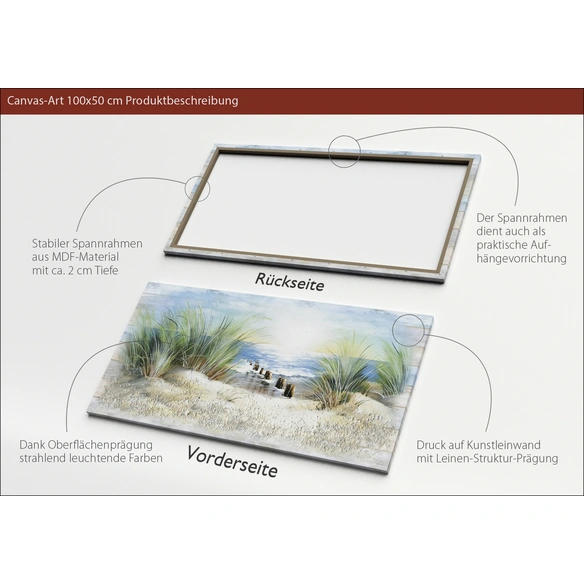 Keilrahmenbild »Water´s edge«, Rahmen: Holzwerkstoff, natur