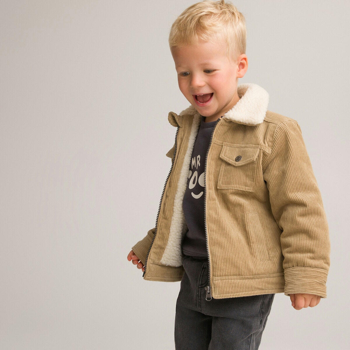 Veste en velours doublée maille peluche