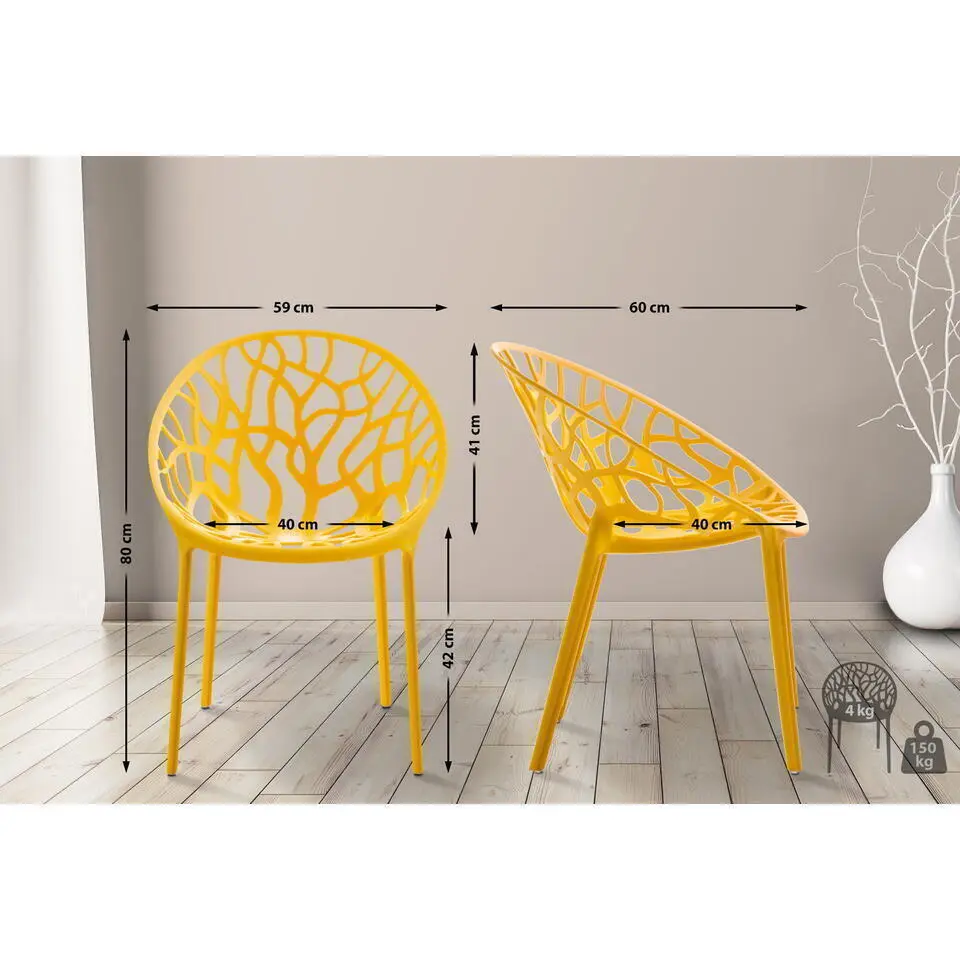 CLP Set van 4 Tuinstoel Hope Kunststof - geel