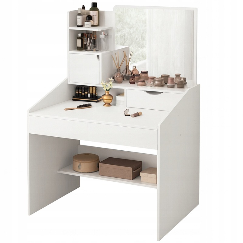 Toaletka z lustrem biała do makijażu glamour 130x70x40cm