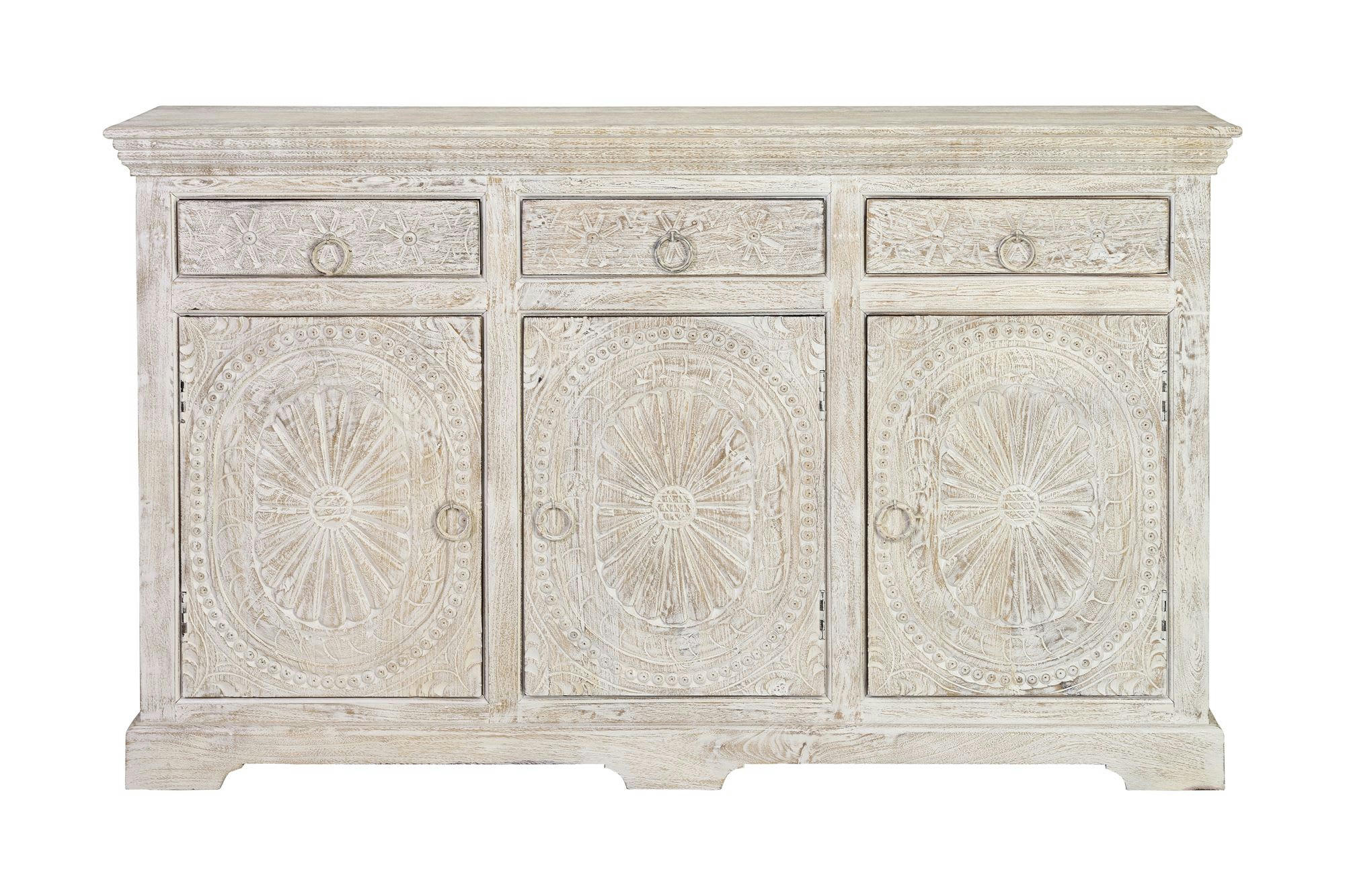 - Buffet en manguier blanc vieilli