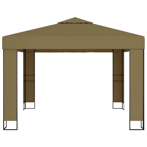 NNEVL Gazebo with Double Roof 3x3x2.7 m Taupe 180 g/m&sup2;