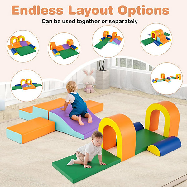 10 PCs Parcours Motricité de Bébé Montesorri, avec Coutures Renforcées, Design Convertible , pour 1  Ans (Orange)