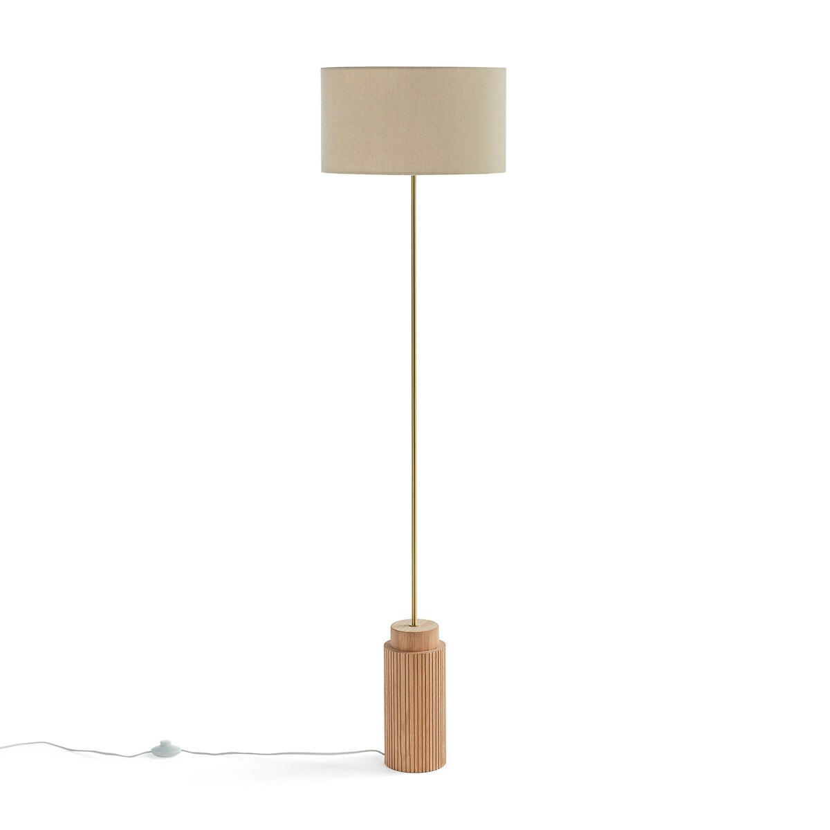 Lampadaire en chêne, métal et lin, Idna