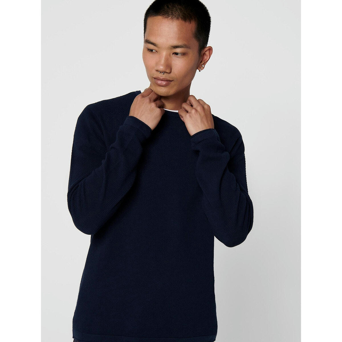 Pull col rond maille structurée Panter Life